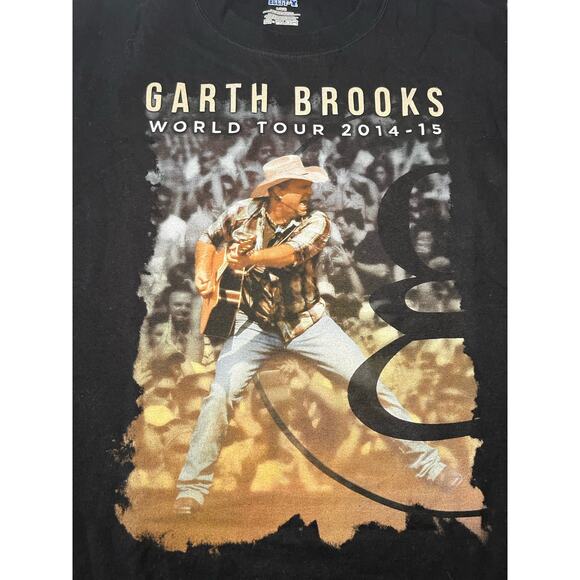 Hanes Mens Black Garth Brooks World Tour 2014-15 Concert T-Shirt Size Large - Picture 1 of 7